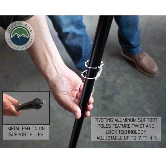 OVS HD Nomadic 90 Degree Awning - Grey Body, Green Trim & Black Travel Cover - 3 sizes