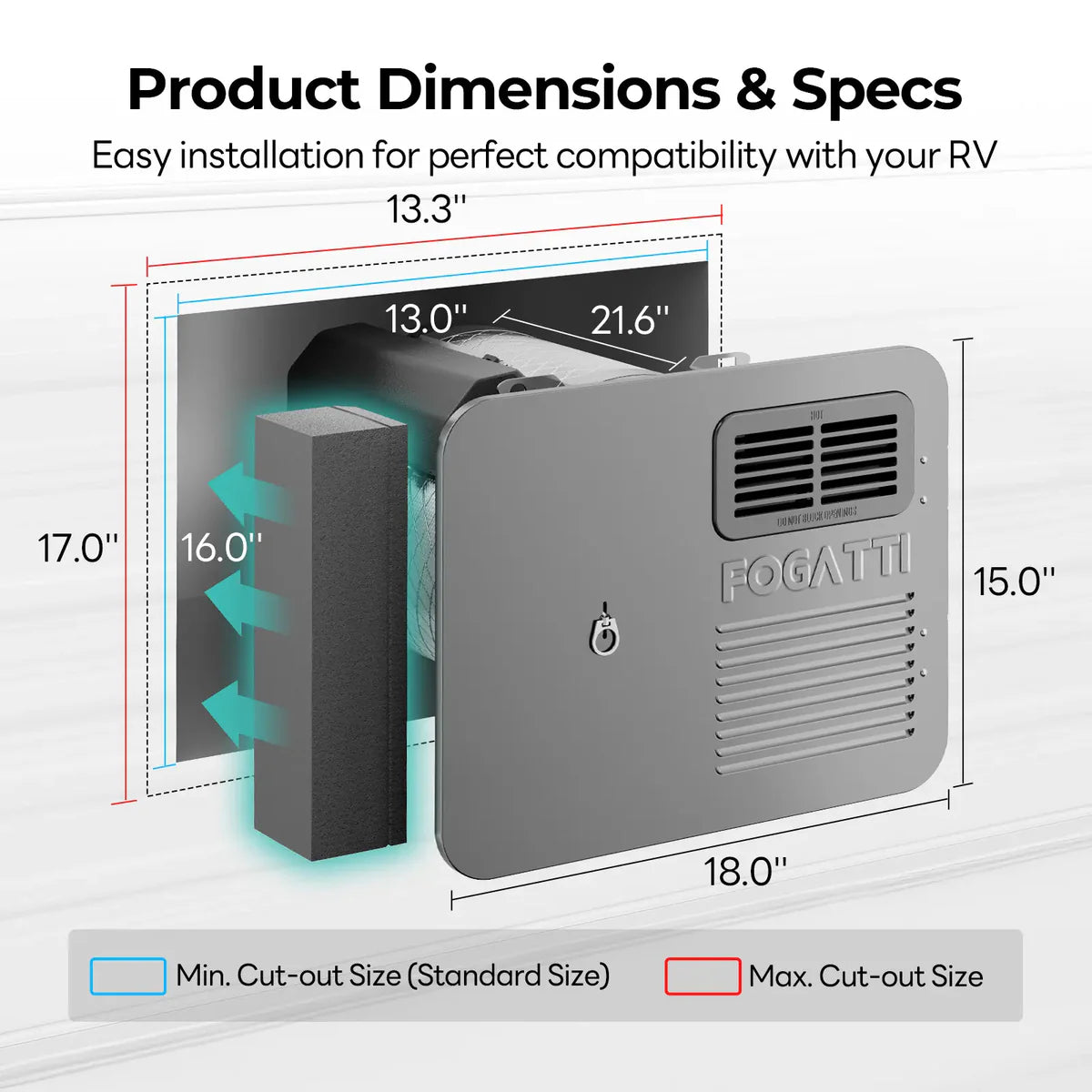 Fogatti 6 Gallon RV Hot Water Heater, Propane/Electric Heating, Bulit-in Lifetime Anode Rod-HybridShower 6 Pro