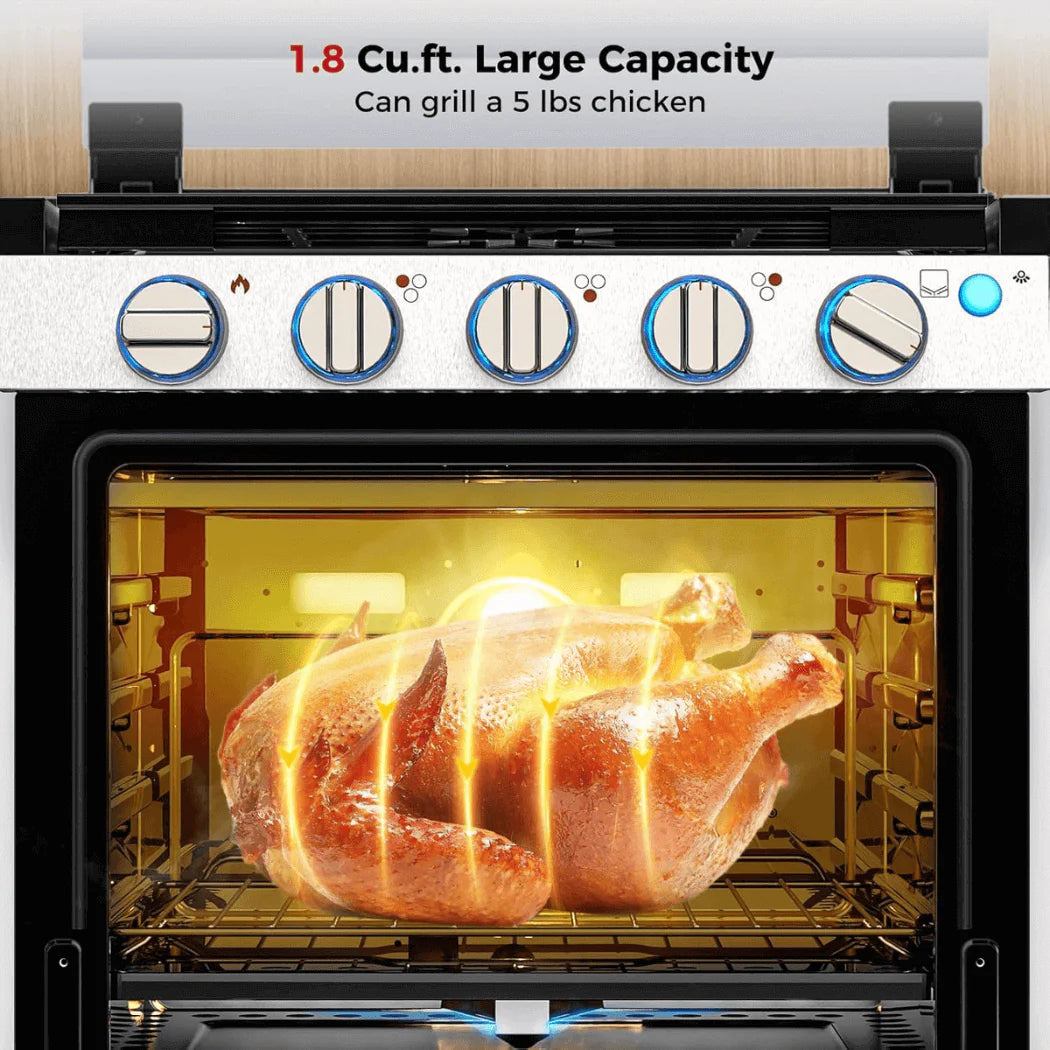Camplux 21-in RV Stove Gas Range Oven 3 burners 1.8-cu ft Slide-In Liquid Propane Classic