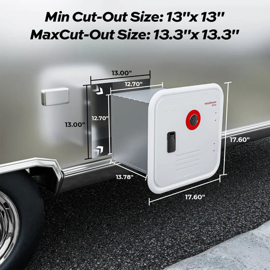 Fogatti InstaShower 9 Pro, 66,000 BTU RV Tankless Water Heater with Door & Mixing Tank - White