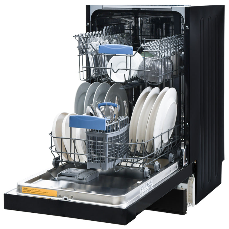 Pinnacle 18” Built-In Dishwasher – 8 Wash Programs & 8 Place Settings – Black