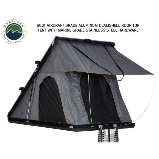 OVS HD Mamba Clam Shell Aluminum Hard Shell Roof Top Tent, Grey Body & Green Trim