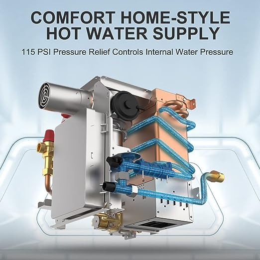 Camplux PRO 65,000 BTU RV Tankless Water Heater 2.64 GPM - White