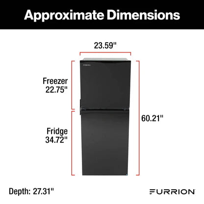 Furrion Everchill 12V RV Refrigerator – 10.7 cu. ft., Right Hinge, Black Glass (Model #107785)
