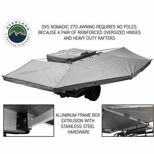 OVS HD Nomadic 270 Degree Awning - Passenger Side - Dark Gray Awning With Black Cover