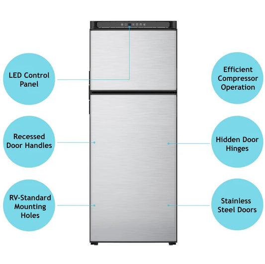 Norcold Polar Series 10.7 Cu. Ft. 12V RV Refrigerator – Stainless Steel - Right Hand (N10DCSSR)