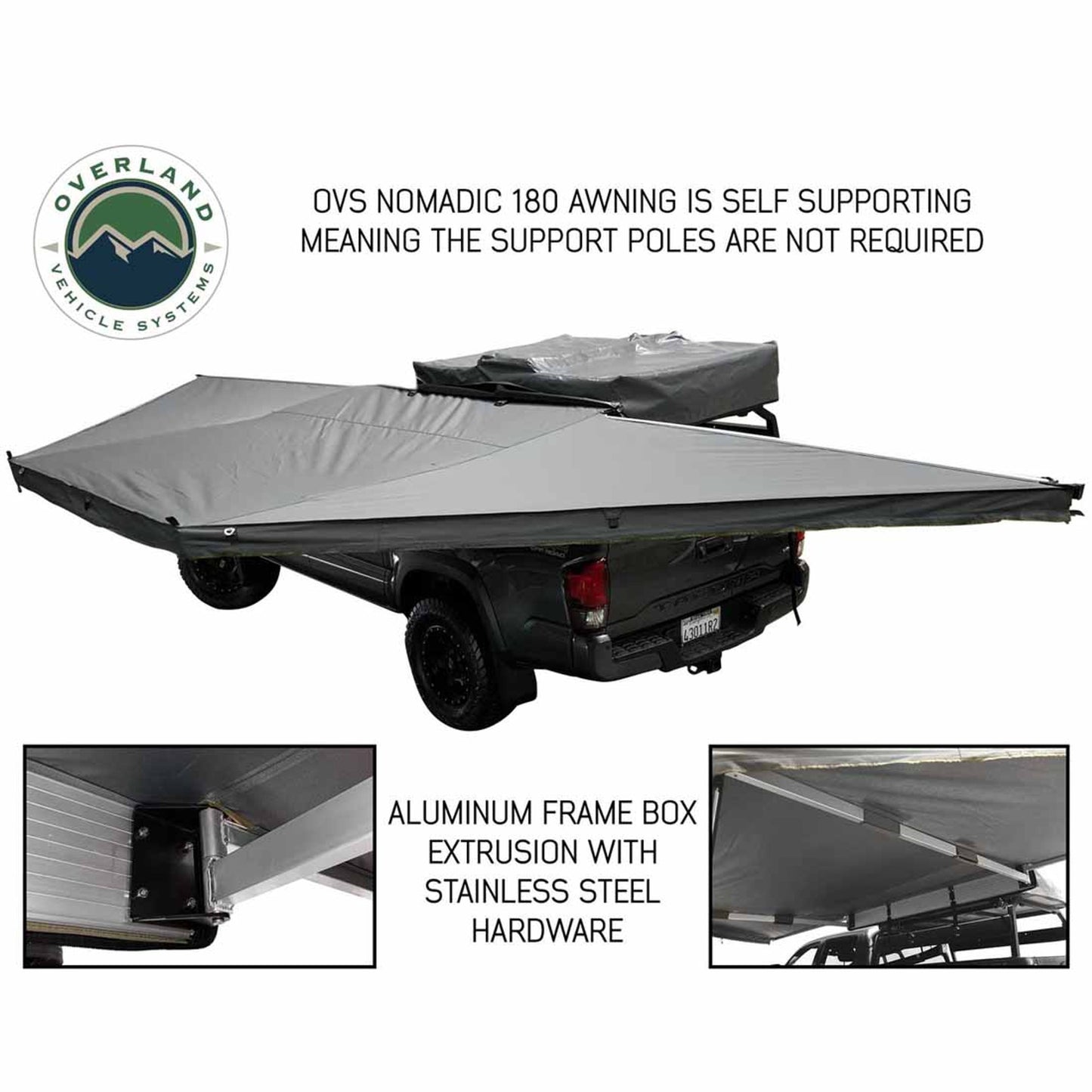 OVS HD Nomadic 180 Degree Awning - Dark Grey with Black Travel Cover Universal