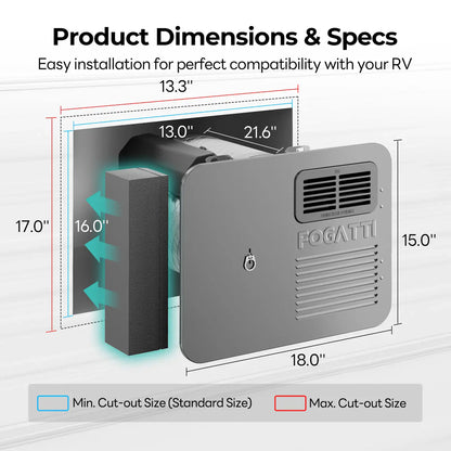 Fogatti 6 Gallon RV Hot Water Heater, Propane/Electric Heating, Bulit-in Lifetime Anode Rod-HybridShower 6 Pro