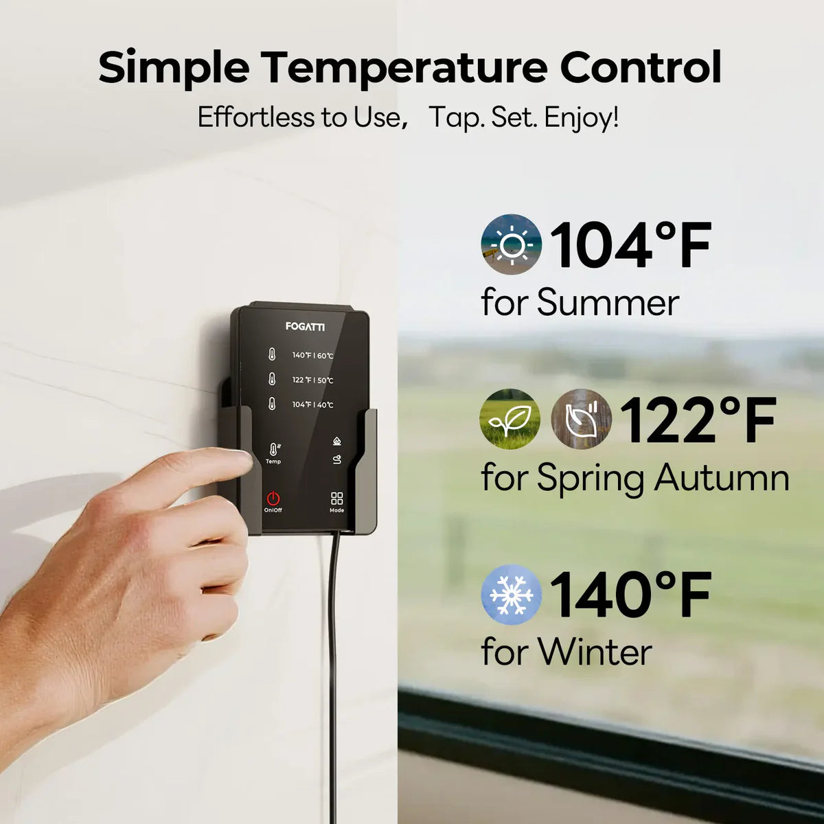 Fogatti 6 Gallon RV Hot Water Heater, Propane/Electric Heating, Bulit-in Lifetime Anode Rod-HybridShower 6 Pro