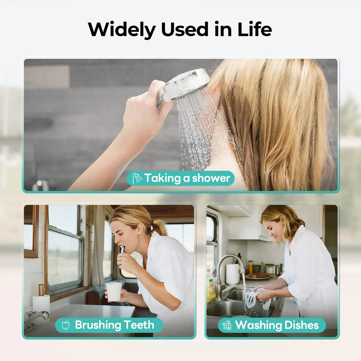 Fogatti 6 Gallon RV Hot Water Heater, Propane/Electric Heating, Bulit-in Lifetime Anode Rod-HybridShower 6 Pro