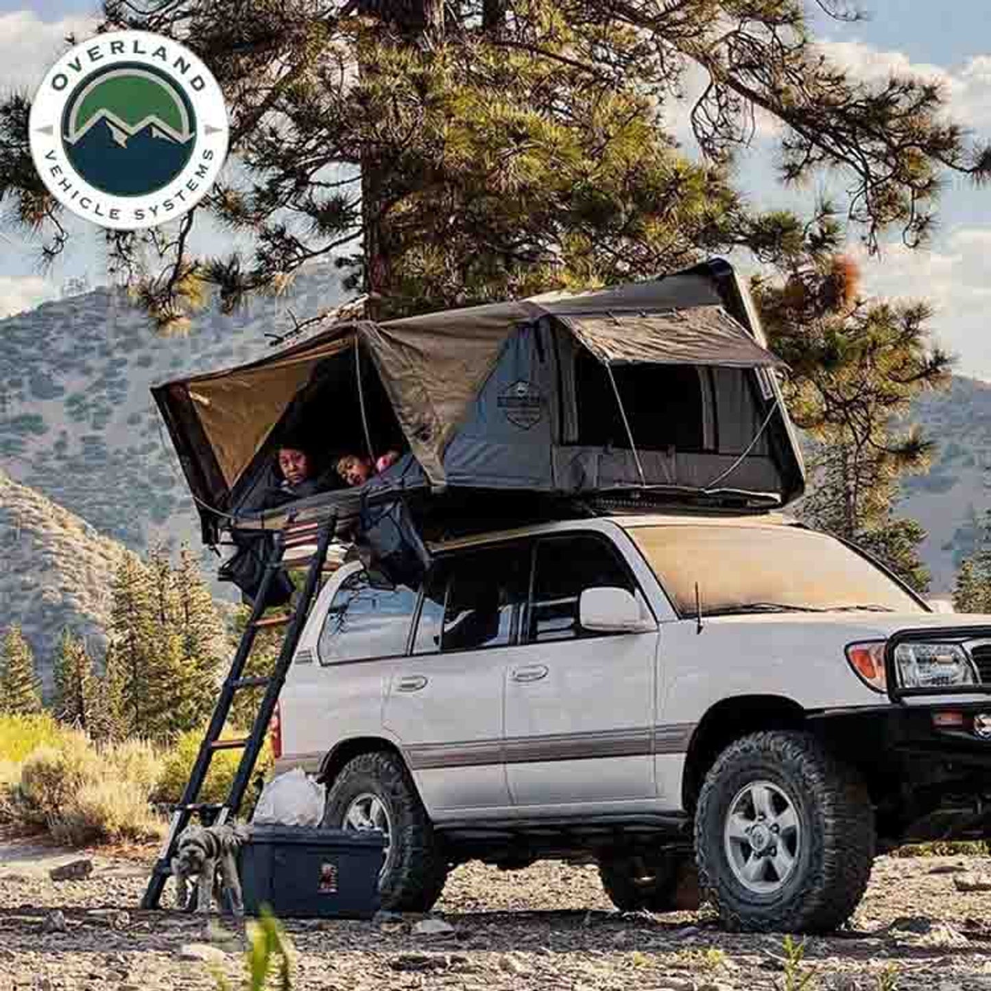 OVS HD Bushveld II Cantilever Hard Shell Roof Top Tent Grey Body & Tan Rainfly