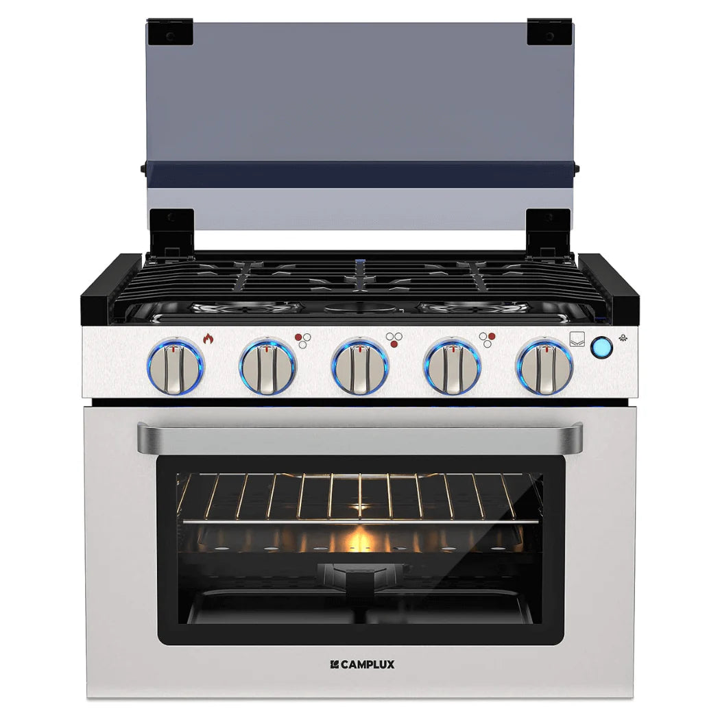 Camplux RV Stove Gas Range Oven w/ 3 Burners Cooktop 17 Inches 1.6-cu ft Slide-In Liquid Propane Classic