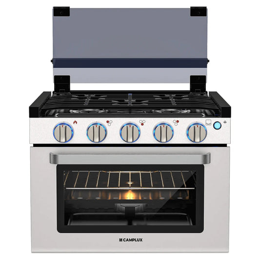 Camplux RV Stove Gas Range Oven w/ 3 Burners Cooktop 17 Inches 1.6-cu ft Slide-In Liquid Propane Classic