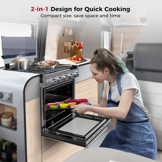 Camplux 21-in RV Stove Gas Range Oven 3 burners 1.8-cu ft Slide-In Liquid Propane Classic (RGS21MSF)