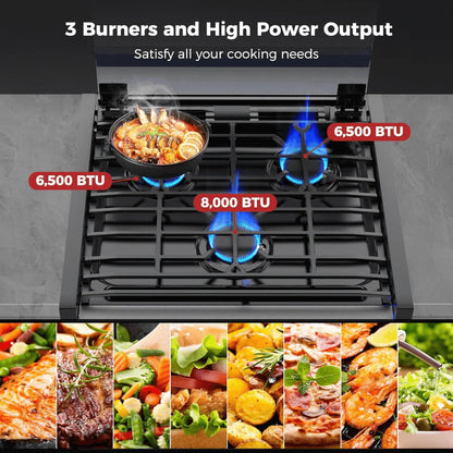 Camplux RV Stove Gas Range Oven w/ 3 Burners Cooktop 17 Inches 1.6-cu ft Slide-In Liquid Propane Classic