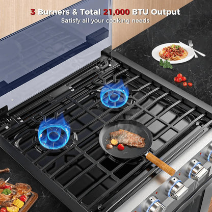 Camplux 21-in RV Stove Gas Range Oven 3 burners 1.8-cu ft Slide-In Liquid Propane Classic