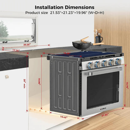 Camplux 21-in RV Stove Gas Range Oven 3 burners 1.8-cu ft Slide-In Liquid Propane Classic