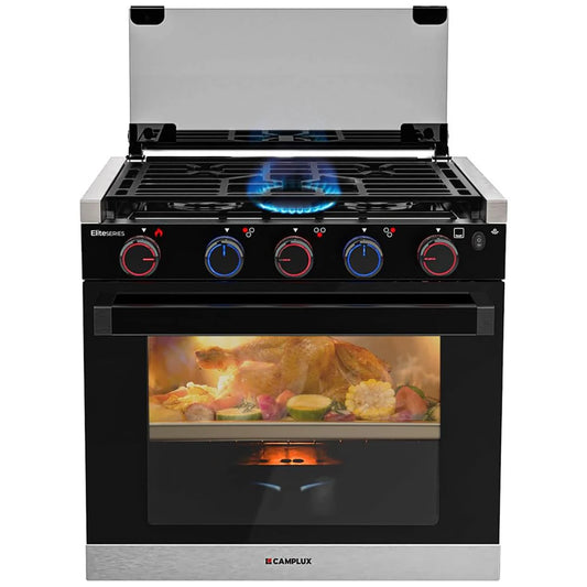 Camplux Elite RV Stove Propane Range 21 Inches, 1.8 Cu.ft. Propane Oven with 3 Burners Cooktop, RV Gas Oven Stove Combo 28,100 BTU