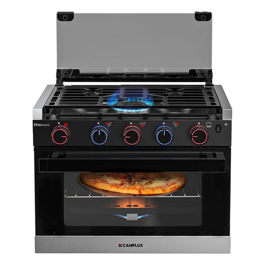 Camplux Elite RV Propane Oven Stove Combo 17 Inches, 1.27 Cu.ft. Gas Oven Stove with 3 Burners, Gas Range fro RV, Total Output 28,100 BTU
