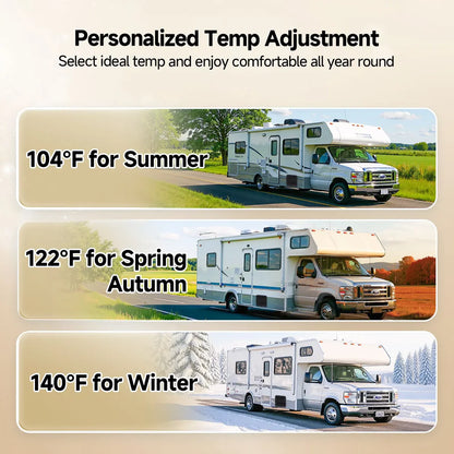 Fogatti - Kingrver 10 Gallon RV Hot Water Heater, Propane/Electric Heating, Bulit-in Lifetime Anode Rod-HybridShower 10 Pro