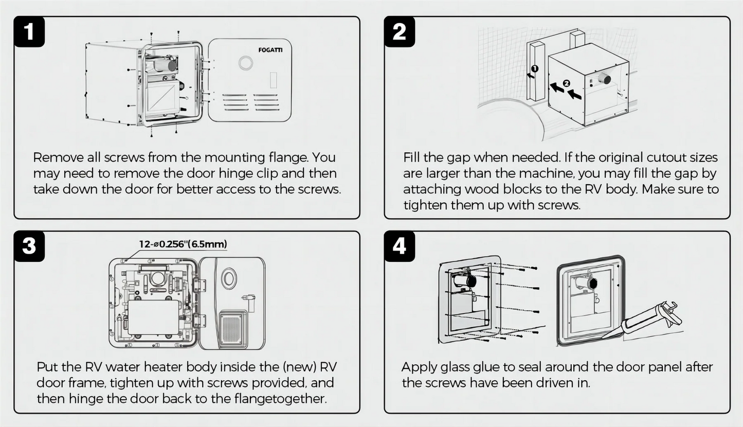 Fogatti RV Tankless Water Heater Door - 15 x 18 inches - White
