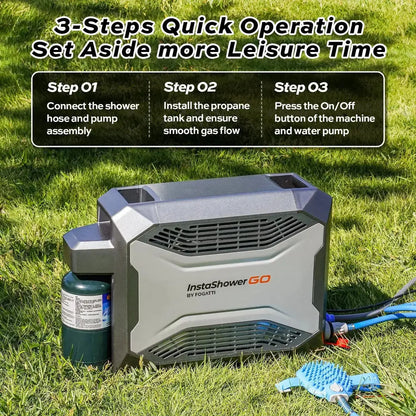 Fogatti InstaShower GO Outdoor Portable Water Heater with Water Pump, 19000BTU