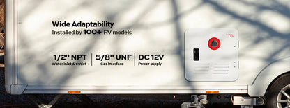 Fogatti InstaShower 8 Plus, 55,000 BTU RV Tankless Water Heater with Door - White