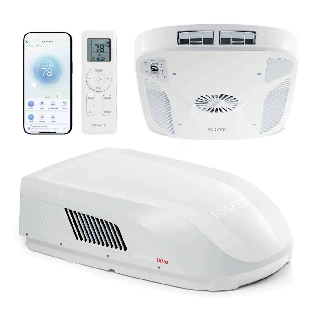 Fogatti InstaCool Ultra Air Conditioner | 16,000 BTU Cooling | 12,500 BTU Heating | Replaceable Non-Ducted RV AC | 115V(AC)