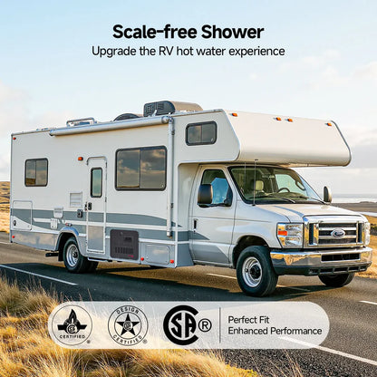 Fogatti - Kingrver 10 Gallon RV Hot Water Heater, Propane/Electric Heating, Bulit-in Lifetime Anode Rod-HybridShower 10 Pro