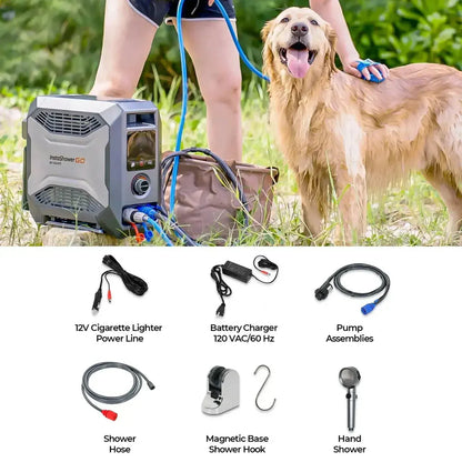 Fogatti InstaShower GO Outdoor Portable Water Heater with Water Pump, 19000BTU