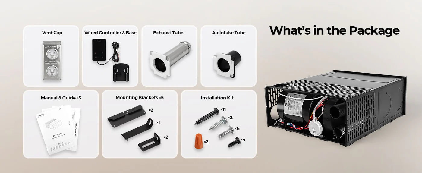 Fogatti 35,000 BTU Quiet LP Gas RV Furnace, Smart Triple Explosion-Proof, Easy Install
