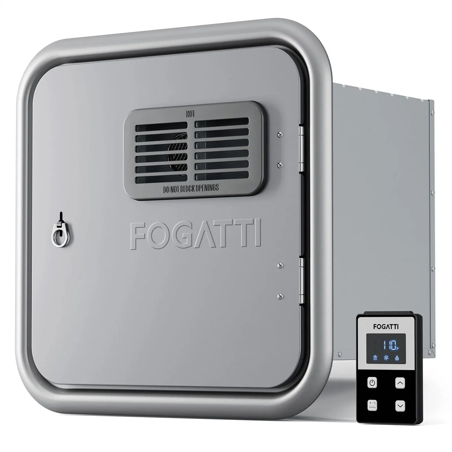 Fogatti InstaShower Ultra, 66,000 BTU, 0.5-3.6 GPM RV Tankless Water Heater with Gray Door & Mixing Tank（Supreme Series）