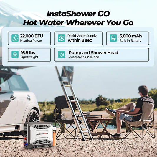 Fogatti InstaShower GO Pro Outdoor Portable Water Heater with Water Pump,22000BTU