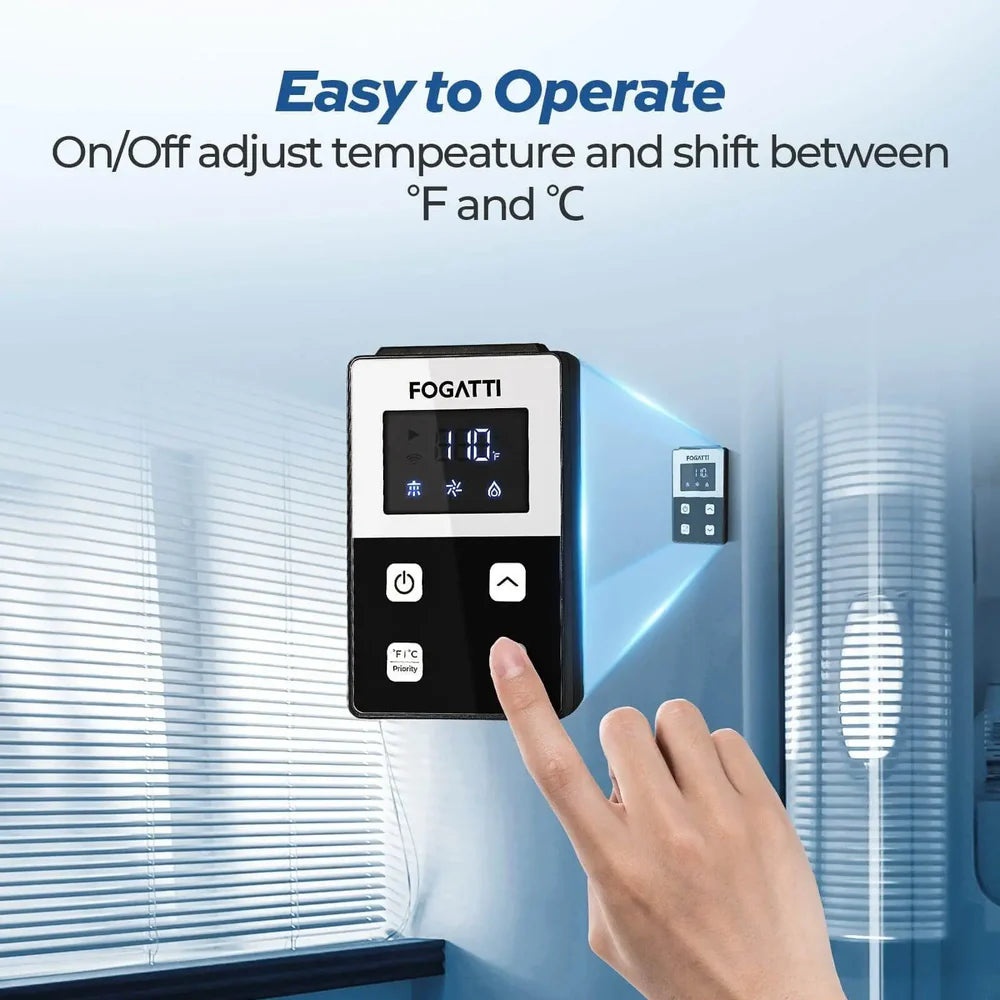 Fogatti InstaShower 8 Plus, 55,000 BTU RV Tankless Water Heater with Door - White