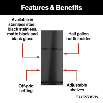 Furrion Arctic 8 Cu. Ft. 12V RV Refrigerator, Left-Hand Hinge, Black (FCR08DCGTA-BR)
