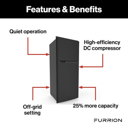 Furrion Arctic 10 Cu. Ft. 12V RV Refrigerator, Right-Hand Hinge Metallic Finish (FCR10DCGTA-BL)