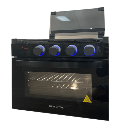 Greystone® by Furrion  17" Digital RV Gas Range with Oven – Black, 12V, 3 Burner (CF-RV17BB-D)