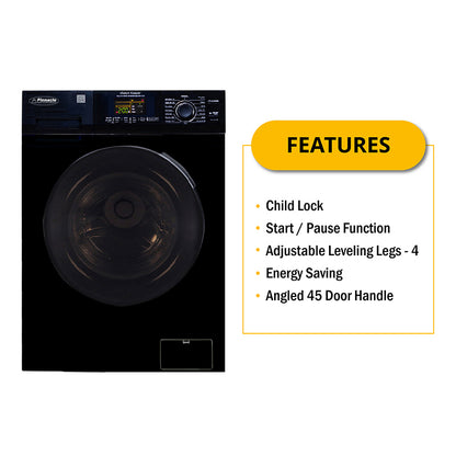 Pinnacle 1.62 cu.ft. / 15 lbs All-in-One Combo Washer Dryer with Pet Cycle – Black