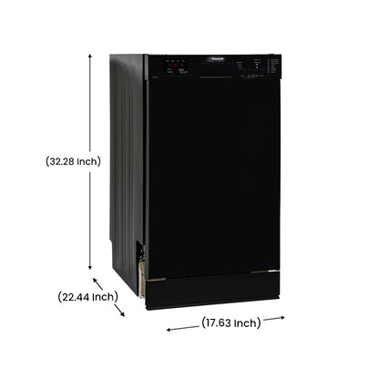 Pinnacle 18” Built-In Dishwasher – 8 Wash Programs & 8 Place Settings – Black