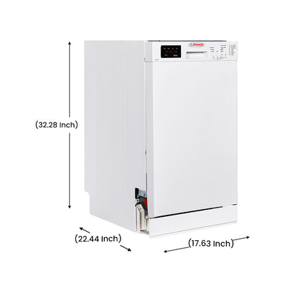 Pinnacle 18-Inch Built-In Dishwasher, 8 Place Settings, 8 Programs – White