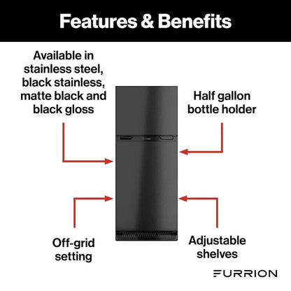 Furrion Arctic 12V RV Refrigerator – 8 cu. ft., Right Hinge, Black (FCR08DCGTA-BL)