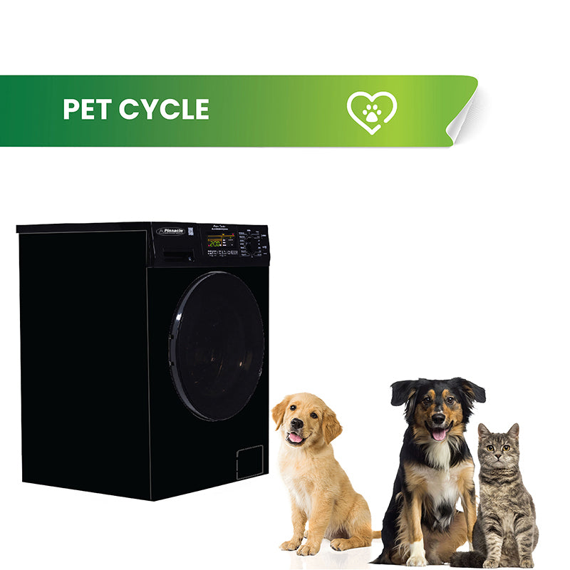 Pinnacle 1.62 cu.ft. / 15 lbs All-in-One Combo Washer Dryer with Pet Cycle – Black