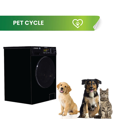 Pinnacle 1.62 cu.ft. / 15 lbs All-in-One Combo Washer Dryer with Pet Cycle – Black