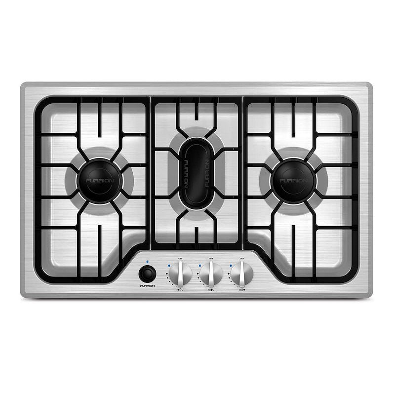 Furrion 24" Stainless Steel RV Gas Cooktop with 3 Burners and Cast Iron Grates