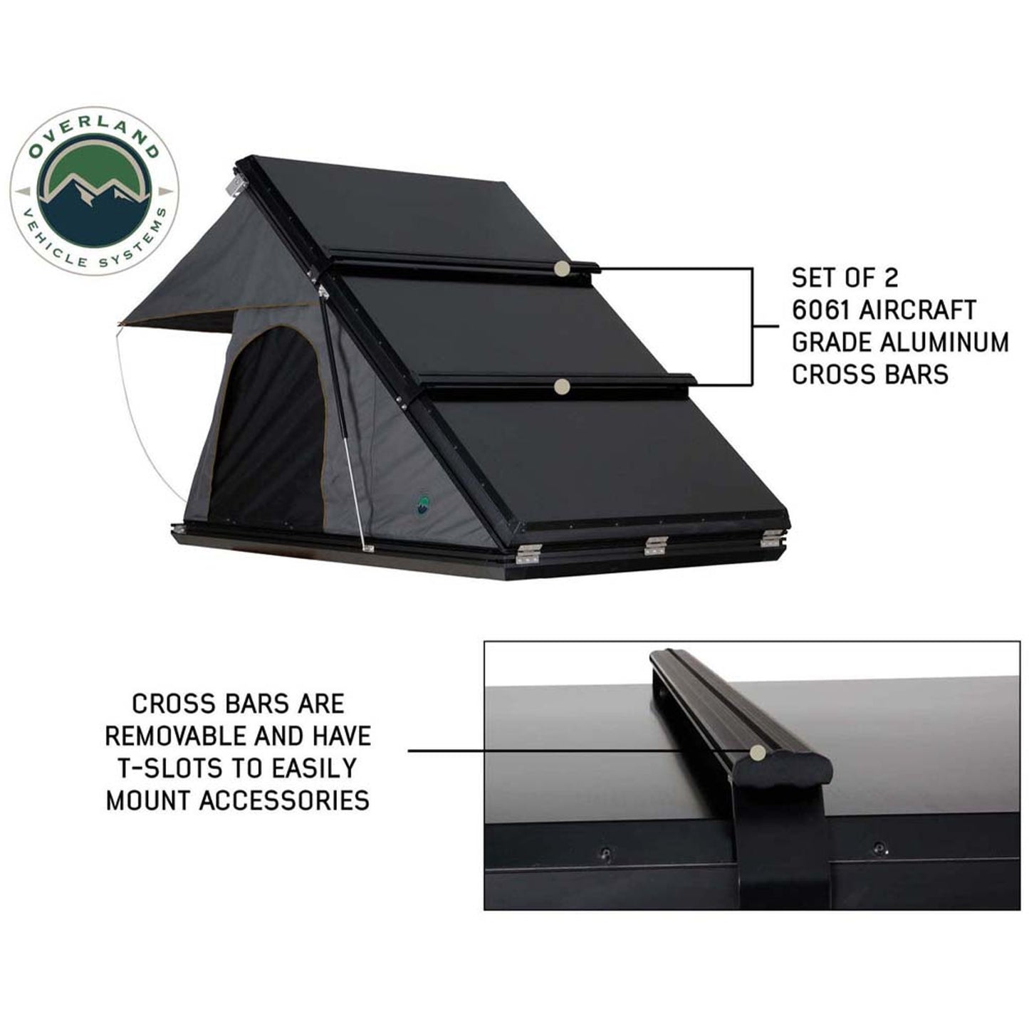 OVS HD Mamba Clam Shell Aluminum Hard Shell Roof Top Tent, Grey Body & Green Trim