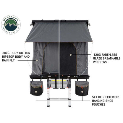 OVS HD Mamba Clam Shell Aluminum Hard Shell Roof Top Tent, Grey Body & Green Trim