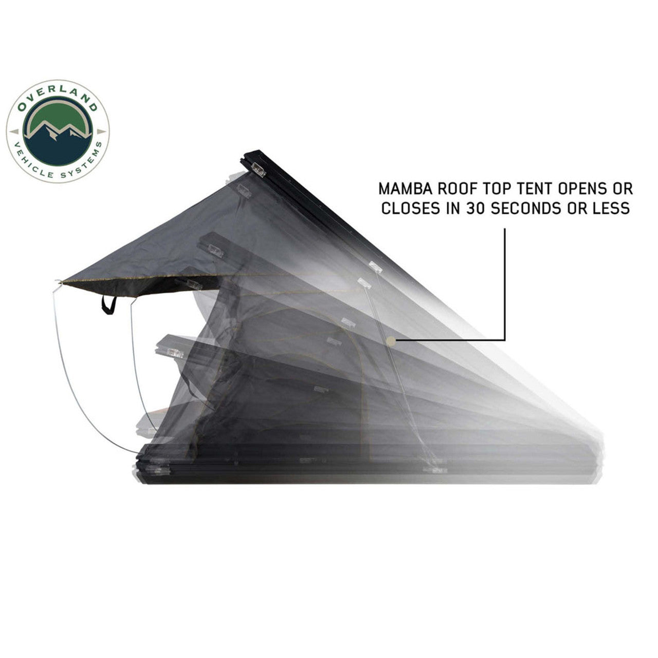 OVS HD Mamba Clam Shell Aluminum Hard Shell Roof Top Tent, Grey Body & Green Trim