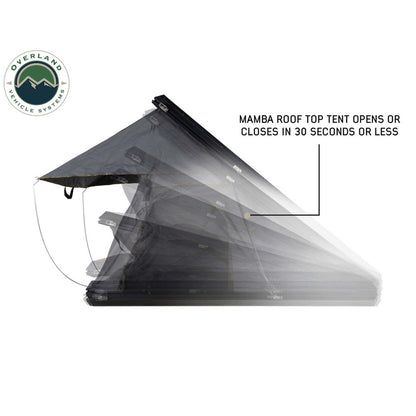OVS HD Mamba Clam Shell Aluminum Hard Shell Roof Top Tent, Grey Body & Green Trim
