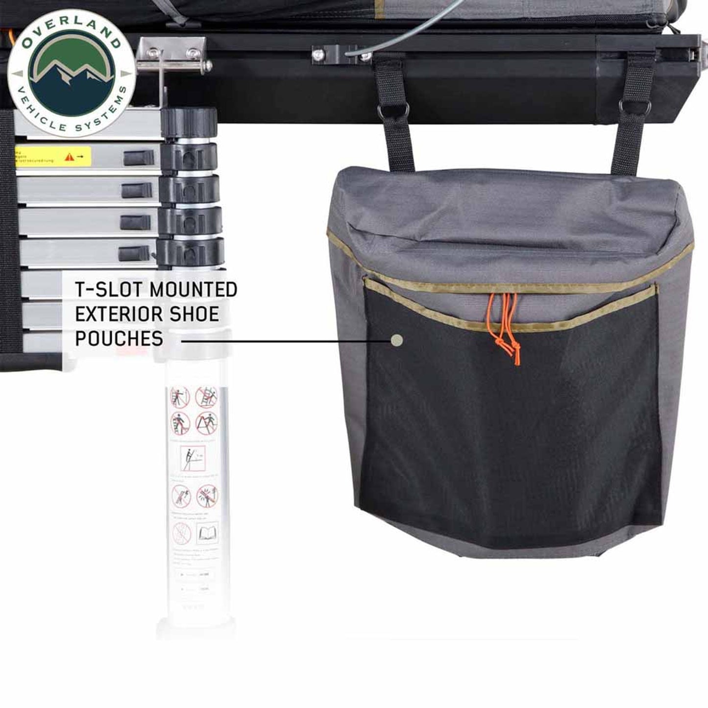 OVS HD Mamba Clam Shell Aluminum Hard Shell Roof Top Tent, Grey Body & Green Trim