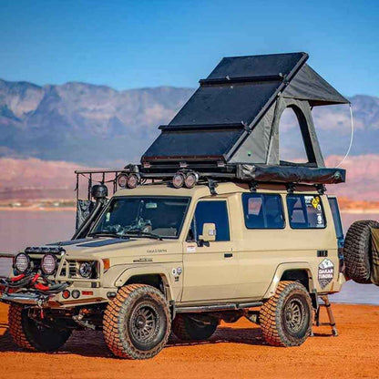 OVS HD Mamba Clam Shell Aluminum Hard Shell Roof Top Tent, Grey Body & Green Trim